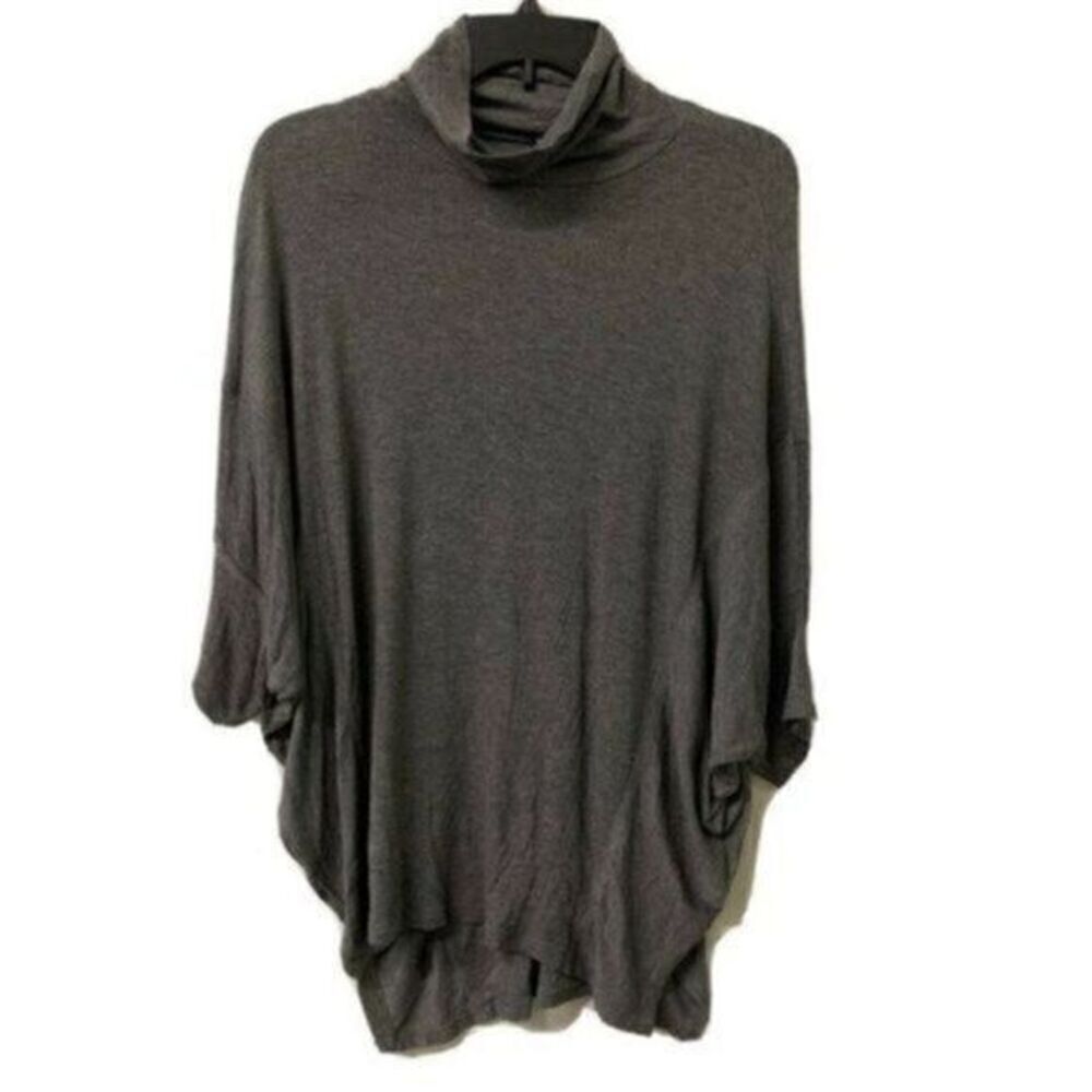 H by Bordeaux Gray Ribbed Turtleneck Dolman Sleeve Top XS